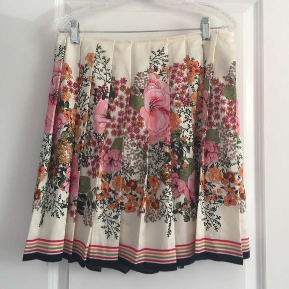 None Dresses & Skirts - Floral pleated vintage silk skirt